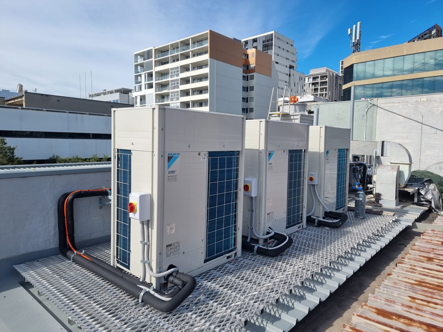 Commercial air conditioning equipment installation by JG Air in Sydney